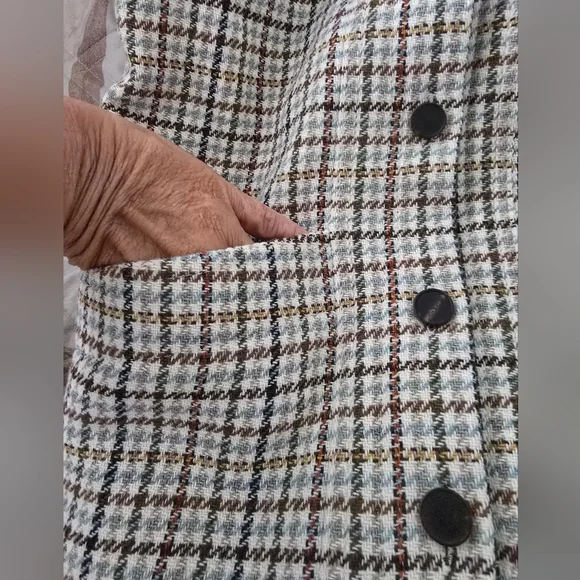 SÉZANE Will Cream Brown Houndstooth Plaid Wool Jacket RARE size Small NWT - Picture 9 of 13